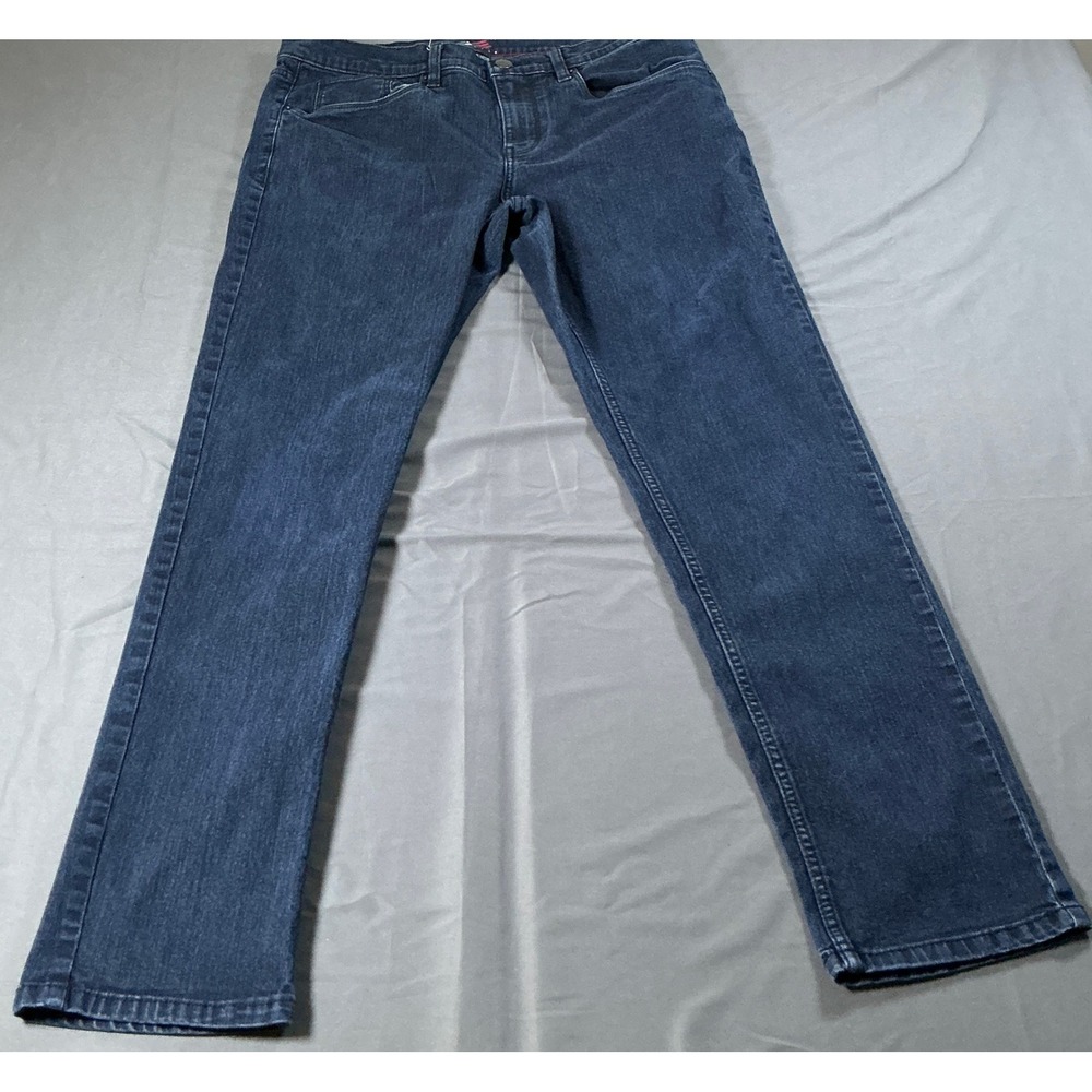 Perry Ellis America Mens Dark Wash Straight Leg Denim Jeans Blue 34x32